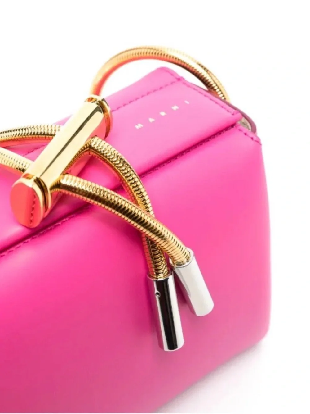 Marni Toggle Pink Leather Crossbody Bag with Gold Chain Strap